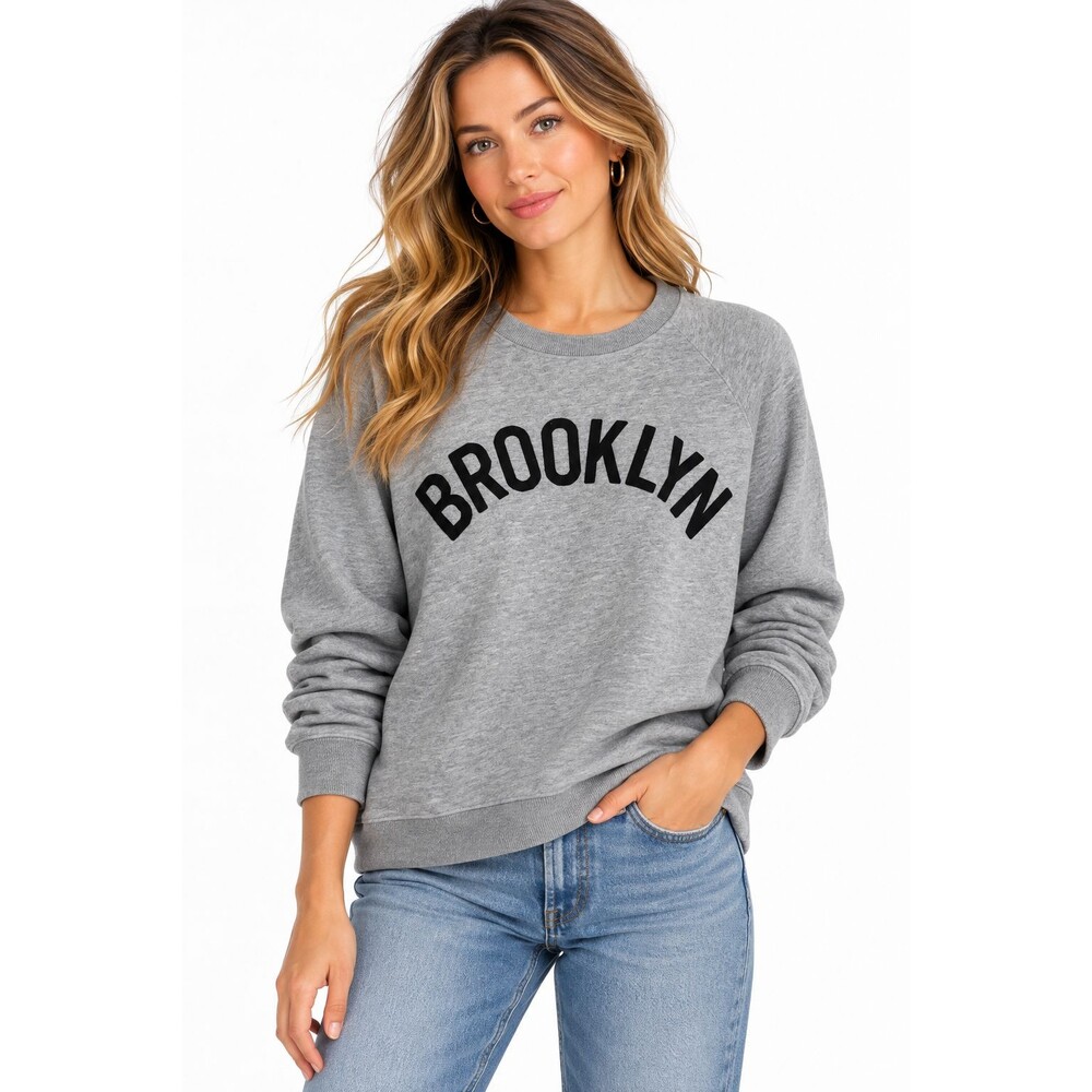 J.Crew Brooklyn Sweatshirt Size Medium Grey Pullover Crewneck Preppy Casual